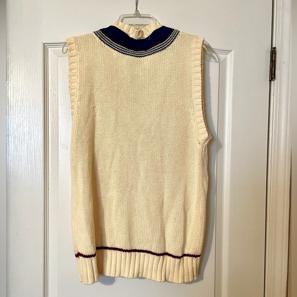 The Rogue & Good Company Sweater Vest Vintage 90s Cream Navy Size L Academia - Picture 3 of 4